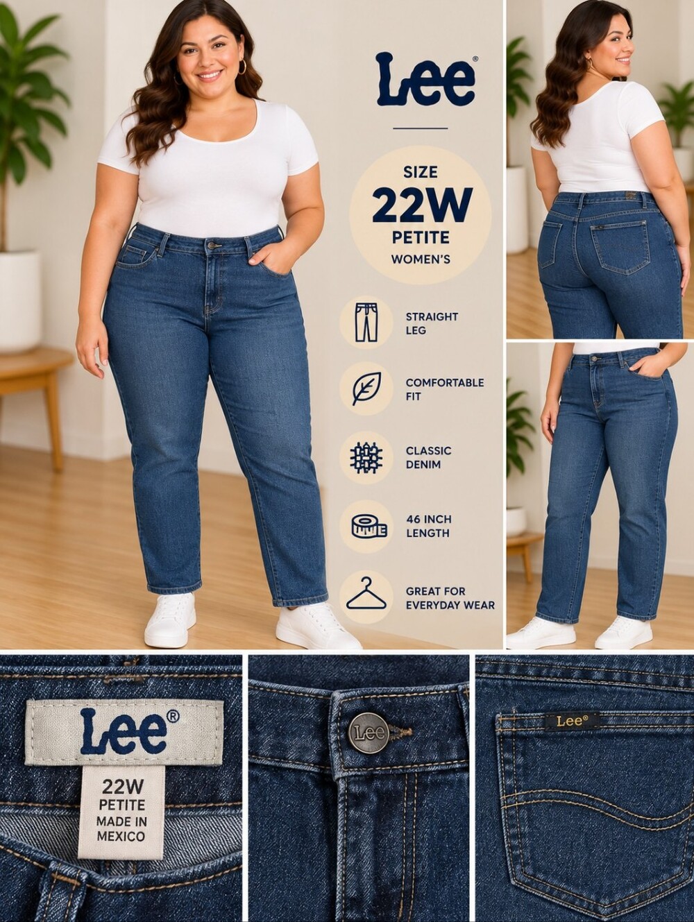 Lee Women's size 22w petite denim straight leg jeans #38